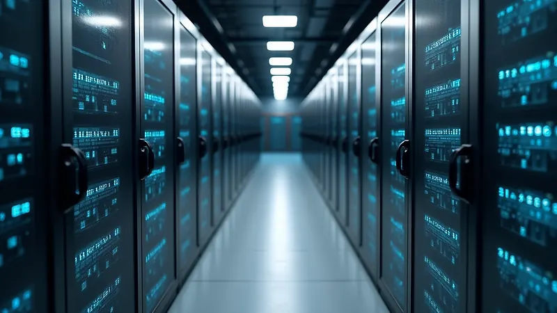 High angle view of modern data center with advanced technology